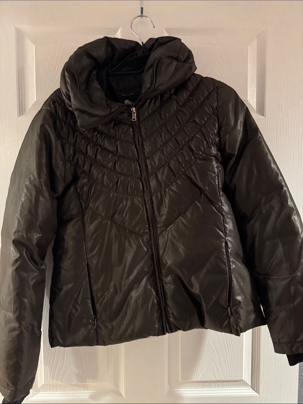 Zara Black Hooded Quilted Puffer Jacket
